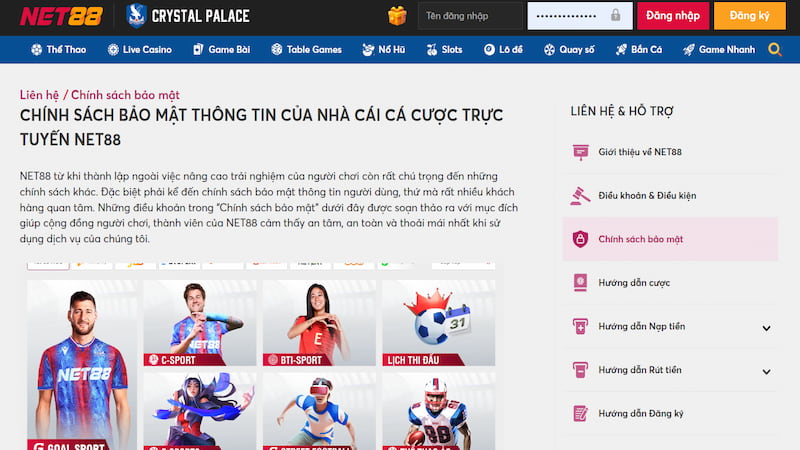 Chính sách bảo mật thông tin của nhà cái Net88 an toàn và rõ ràng